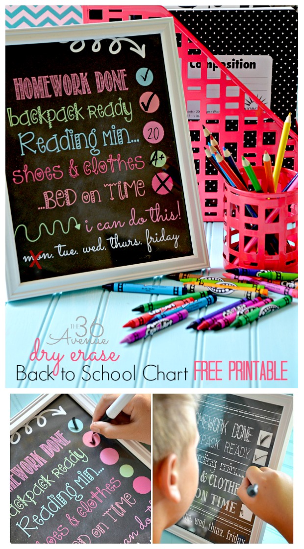 Back to School : Dry Erase Chore Charts. Get the free printable at the36thavenue.com