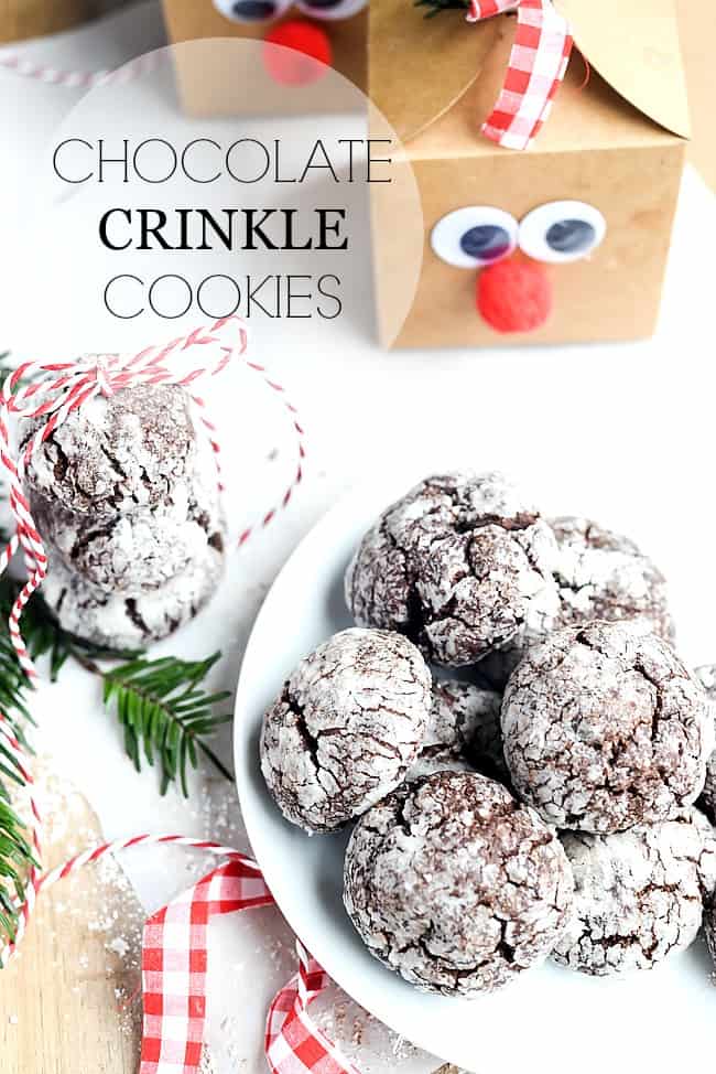 Christmas Recipes are the best! These Chocolate Crinkle Cookies are amazing!  This cookie recipe favorite is perfect for Christmas desserts or as a homemade gift for your neighbors and friends! 