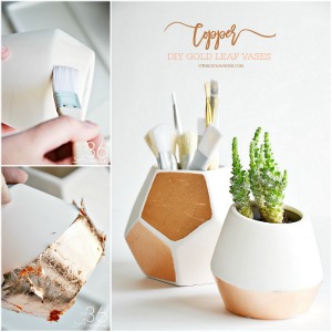 DIY Copper Gold Leaf Vases