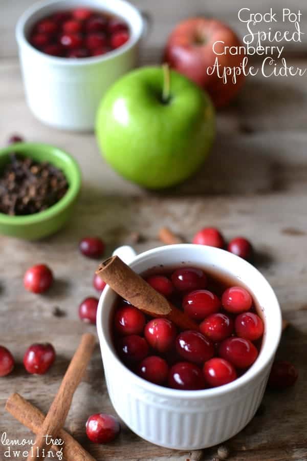 Slow Cooker Spiced Cranberry Apple Cider. Pin it now and make it later!