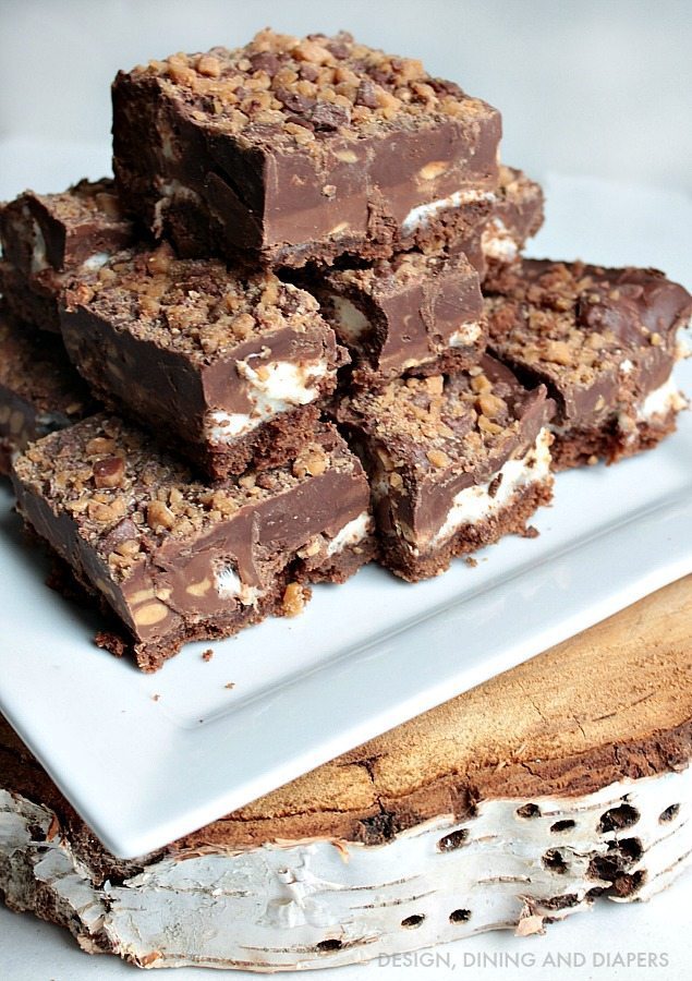 Double Chocolate Peanut Butter Toffee Bars with Marshmallow Filling