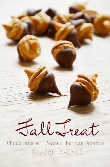 Chocolate Peanut Butter Acorns. The perfect Fall treat by the36thavenue.com