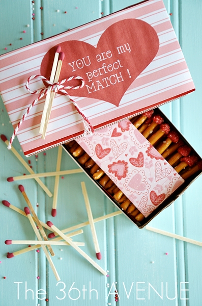 Valentines Box of Edible Matches Tutorial and Free Printable by the36thavenue.com