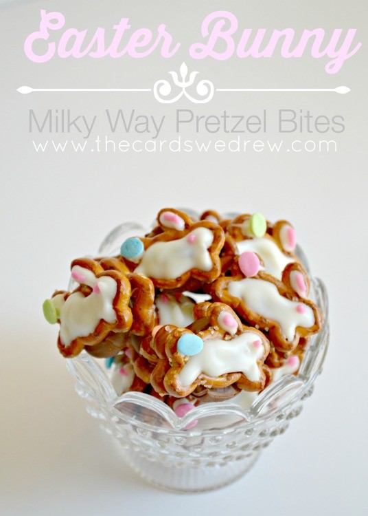 Easter Bunny Milky Way Pretzel Bites from The Cards We Drew #EatMoreBites