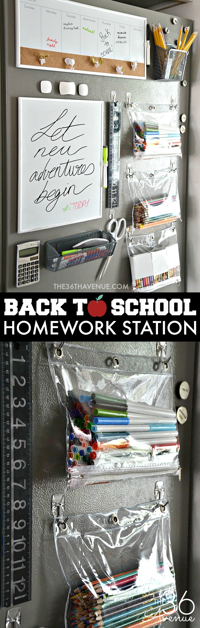 Organization Homework Station. What a great way to keep school supplies organized and handy. Pin it now and make it later!