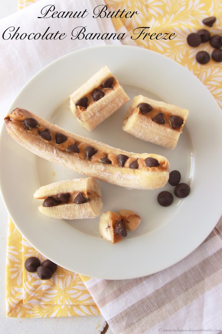 These Peanut Butter Chocolate Banana Freezes are a healthy way to satisfy any sweet tooth! Once frozen, bananas become incredibly smooth and creamy. Add in some peanut butter for protein and few dark chocolate chips for a sweet note that completes this tasty treat. They are so simple to make!