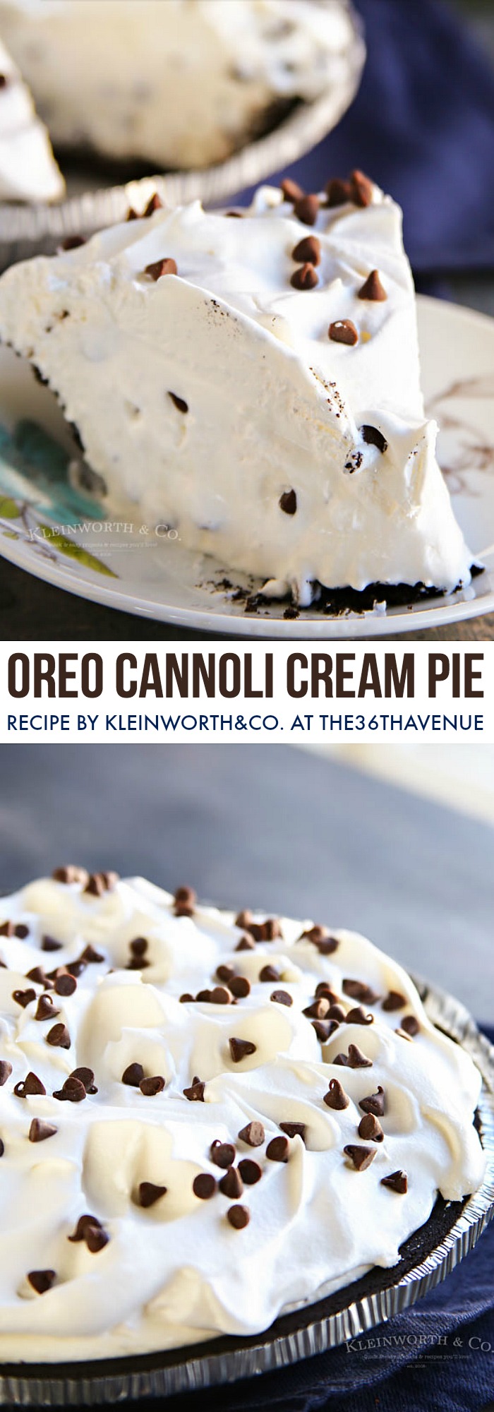 Easy Pie Recipe - This Oreo Cannoli Cream Pie is the perfect dessert for every celebration