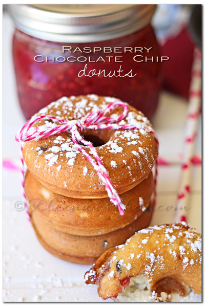 Raspberry Chocolate Chip Donuts