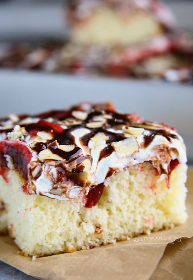 Raspberry Cream Poke Cake - Simple and easy dessert for every holiday or celebration.