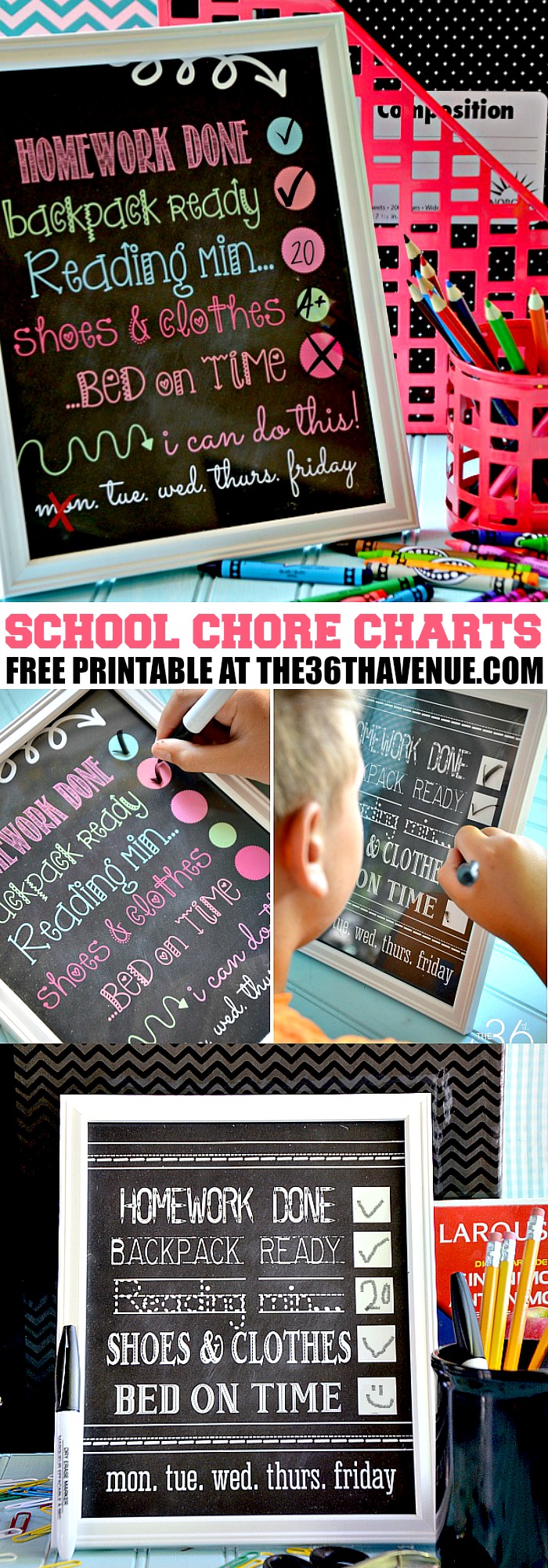 Back to School Chore Chart - Awesome way to keep the kids organized and ready for school Pin it now and print it later.