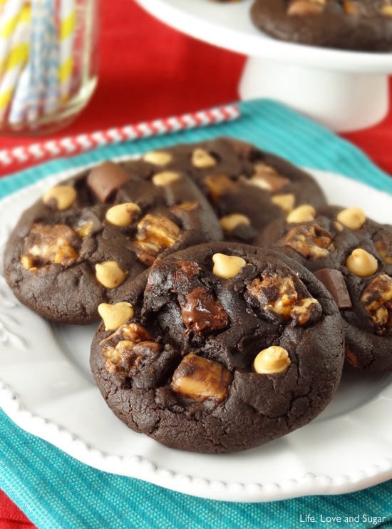 Snickers Chocolate Cookies | Life, Love and Sugar | #fbcookieswap