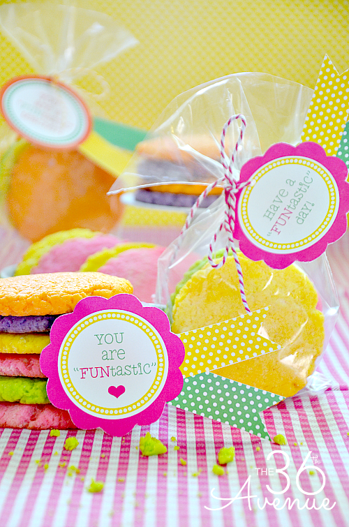 Teacher's Gift Idea - Colorful three ingredient cookies and printables.