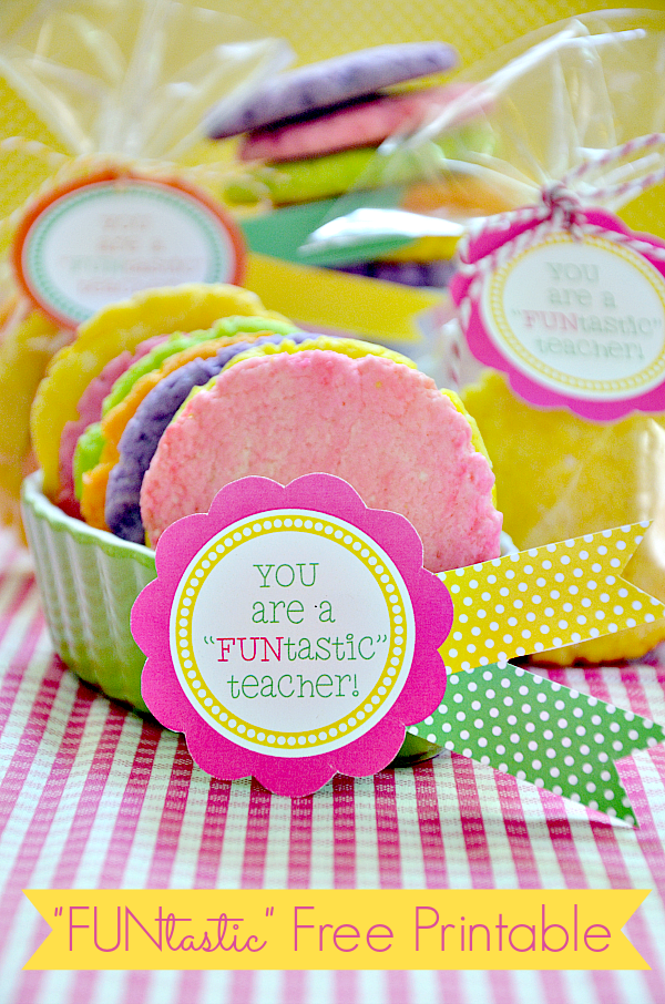 Teacher's Gift Idea - Colorful three ingredient cookies and printables.