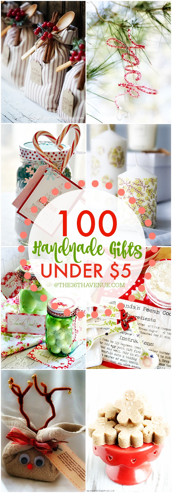 100 Handmade Gifts Under Five Dollars. Must see them all! PIN IT NOW and make them later!