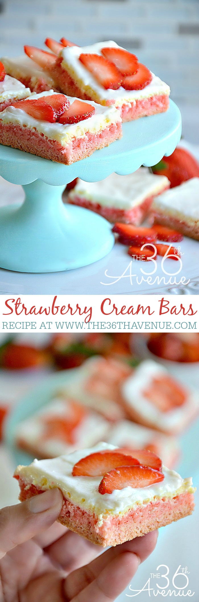 Strawberry Cream Bar Recipe by the36thavenue.com