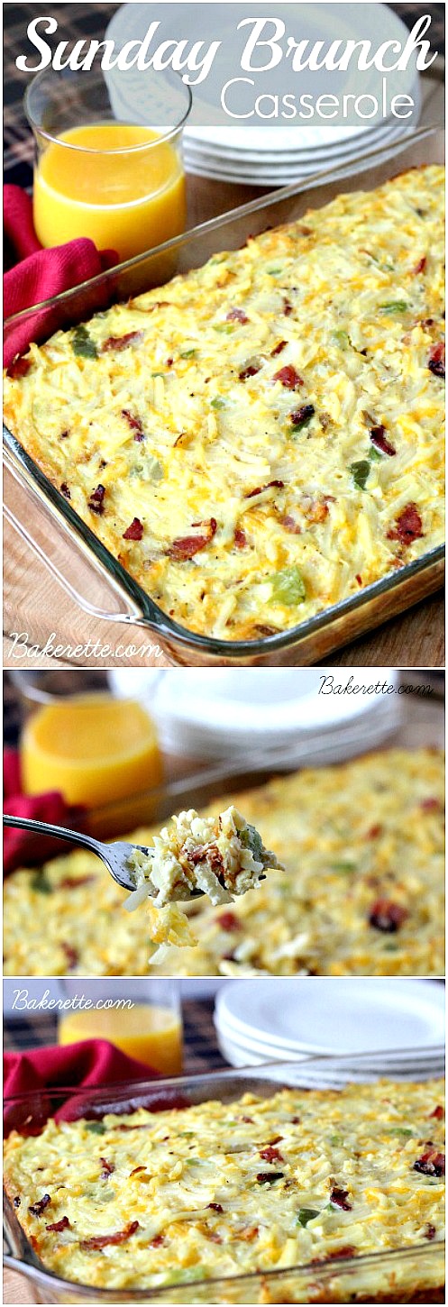 Best Recipes on Pinterest - This Sunday Brunch Casserole recipe is a hearty egg, hashbrown, bacon and cheese dish to feed a crowd. Perfect for breakfast or dinner. Make it the day of or ahead. PIN IT NOW and make it later! 